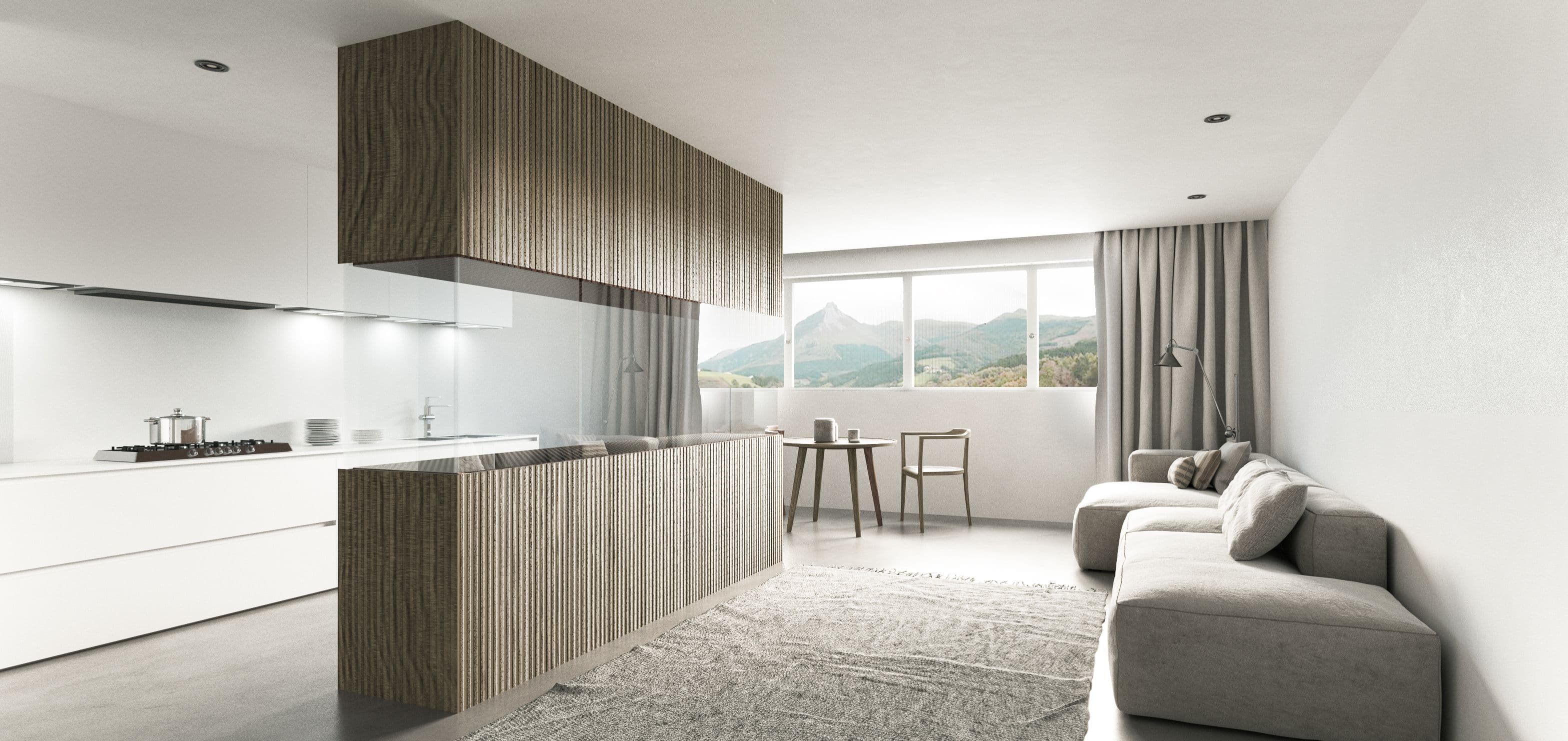 Vista Interior Salón/Cocina